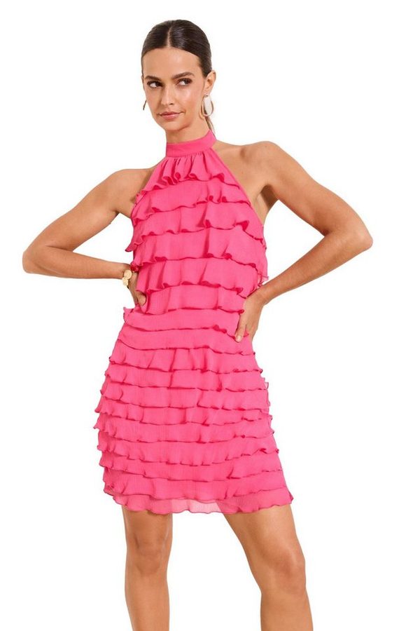 LIPSY Minikleid Lipsy Neckholder-Minikleid mit Rüschen, Regular (1-tlg)
