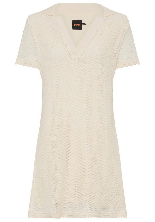 BOSS ORANGE Polokleid Eloa Premium Damenmode Häkelkleid in kniefreier Länge