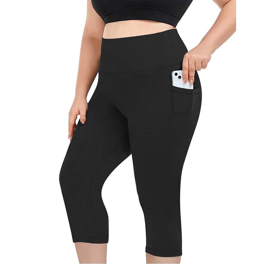 Blusmart Yogashorts Sporthose mit hoher Taille für Damen in großen Größen (Mit Taschen, atmungsaktiv und schweißabsorbierend, 2-tlg., 136 kg tragen kann) Geeignet für Sport und Freizeit