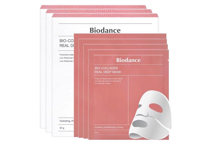 Biodance Gesichtsmaske Biodance Bio Collagen Real Deep Maske Hautpflege Anti-Aging, 12-tlg., Tiefenwirksame Feuchtigkeitspflege, Antioxidativer Schutz