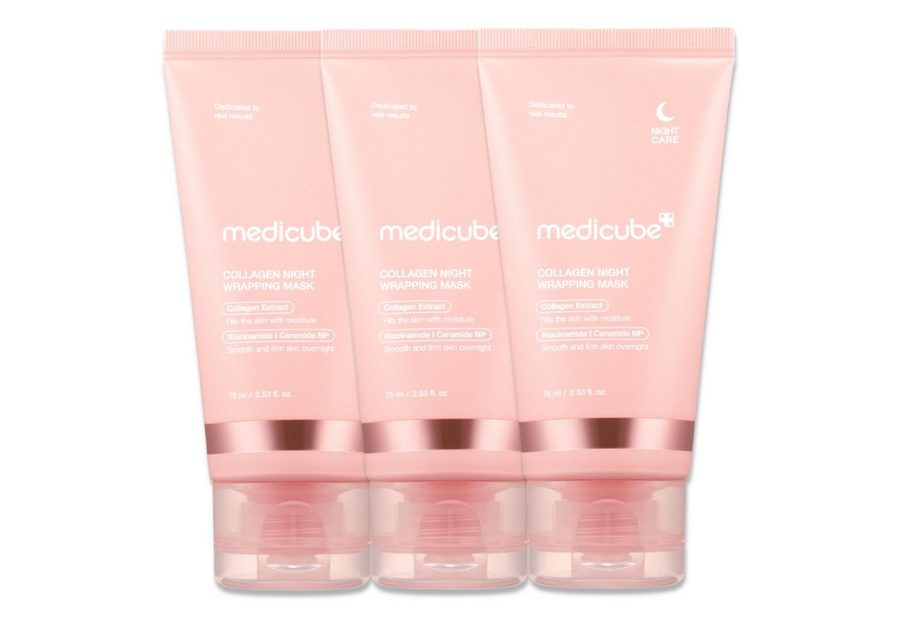 Medicube Gesichtsmaske Collagen Night Wrapping Mask Kollagen Nachtmaske Gesichtsmaske 75ml, 3-tlg., Anti-Aging, spendet Feuchtigkeit, Nachtmaske