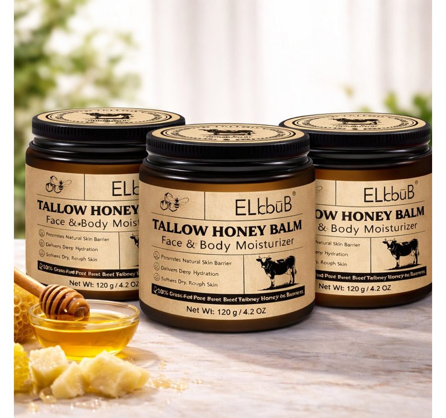 NEXGEN LUXUS SCHÖNHEIT & HAUTPFLEGE Körpercreme Hautpflege Rindertalg Honig Beef Tallow Creme Gesicht Balsam 120 g Packung, 3-tlg., Aufgeschlagene Honigcreme Langanhaltende Feuchtigkeit Pflege