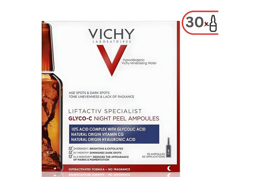 Vichy Gesichtspeeling LIFTACTIV Specialist Glyco-C Peeling Ampullen 30x2,0 ml, Intensivkur für strahlende, glattere Haut und verfeinertes Hautbild