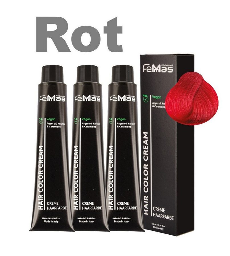 Femmas Premium Haarfarbe FemMas professionelle Haarfarbe mit Arganöl 3 x 100 ml