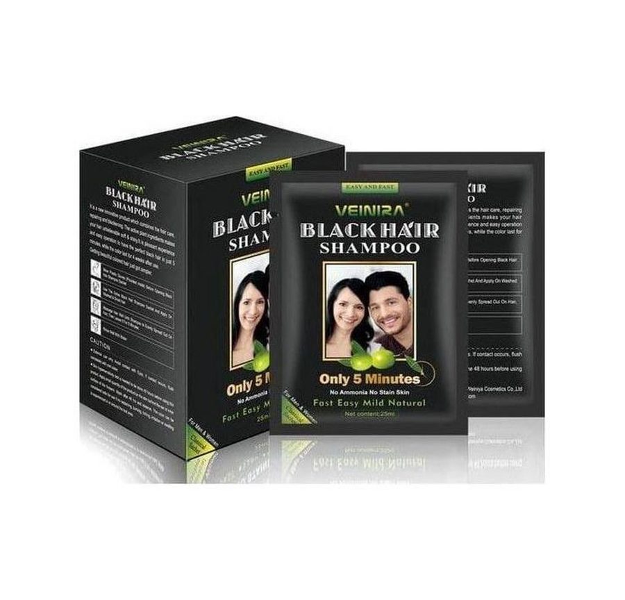 - CONTRAER - Haarshampoo Veinira Black Hair Color Shampoo 10 Packs of 25g