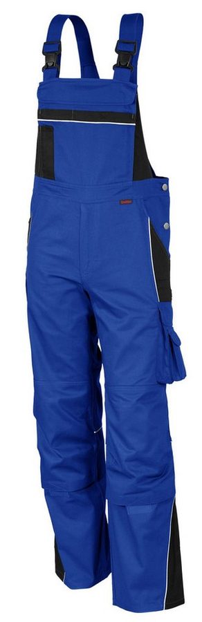 Qualitex Workwear Arbeitslatzhose strapazierfähige PROfessionals Latzhose aus faserverstätktem Gewebe (1-tlg) MG 245 g Blaumann - 15 Taschen - pflegeleichte Arbeitshose - Waschbar