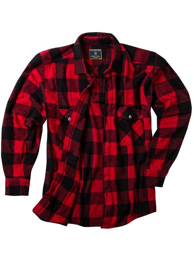 Lavecchia Langarmhemd Lavecchia Herren Flanellhemd LV-262 (Rot-Schwarz, 7XL) Herren Langarm Hemd Herrenhemd