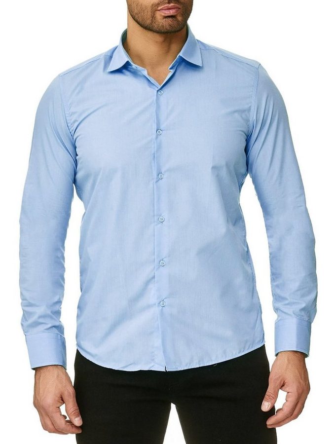 Reslad Langarmhemd Reslad Herren Hemd Kentkragen Unicolor Langarmhemd RS-7002 (Herrenhemd) Freizeithemd Businesshemd mit Stretch-Anteil