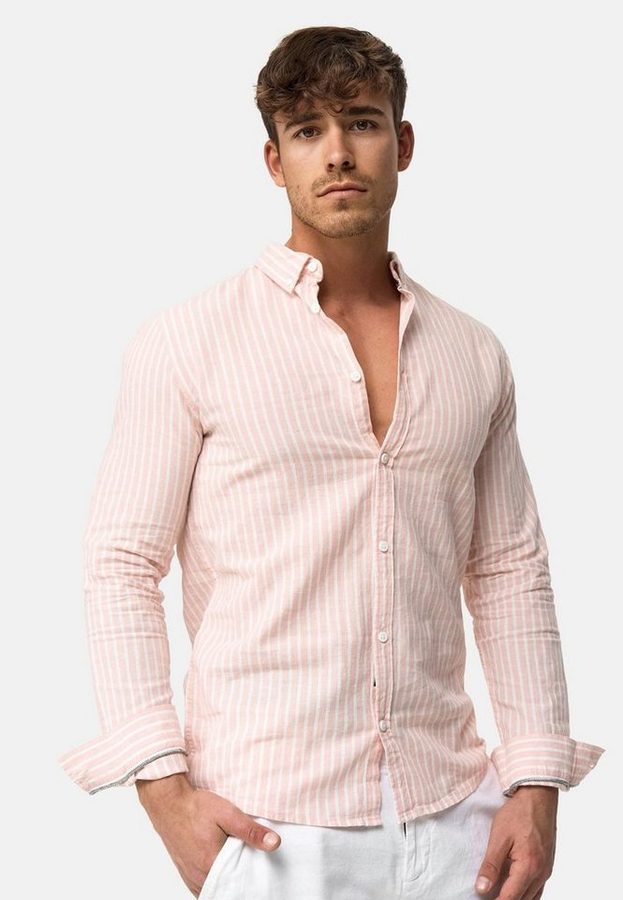 Indicode Langarmhemd Herren Brayden Herrenhemd Langarm mit Button-Down-Kragen