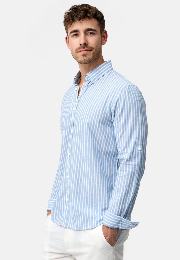 Indicode Langarmhemd Herren Brayden Herrenhemd Langarm mit Button-Down-Kragen