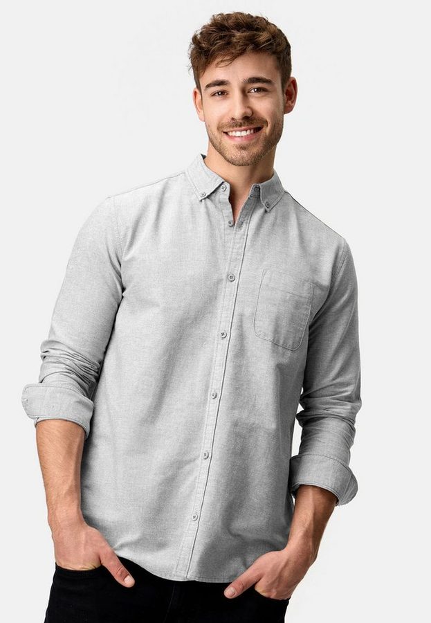 Indicode Langarmhemd Herren Kepner Herrenhemd Langarm mit Button-Down-Kragen und Brusttasche