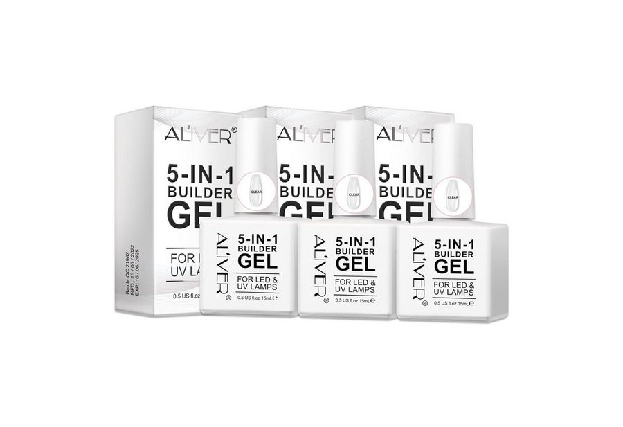 ALIVER Gel-Nagellack Nagelaufbau 5-in-1 Stärkendes Builder Nail Gel in 3 Farben von ALIVER