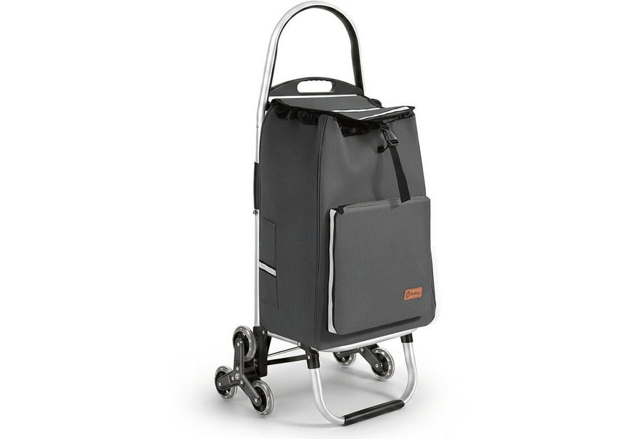 Sekey Einkaufstrolley Aluminium 2-in-1 Faltbar Einkaufstrolley Treppensteiger mit Kühltasche, 50 l zusammenklappbarer Transportwagen Treppensteiger Einkaufswagen von Sekey
