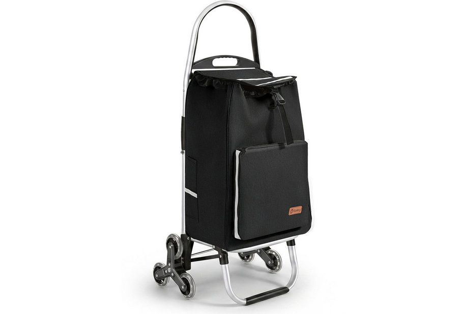 Sekey Einkaufstrolley Aluminium 2-in-1 Faltbar Einkaufstrolley Treppensteiger mit Kühltasche, 50 l zusammenklappbarer Transportwagen Treppensteiger Einkaufswagen von Sekey