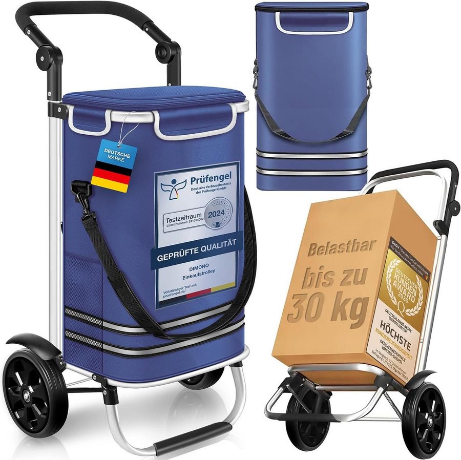 Dimono Einkaufstrolley Dimono 3-in-1 Einkaufstrolley mit Kühltasche – faltbar & praktisch, 56 l, Klappbarer Transportwagen