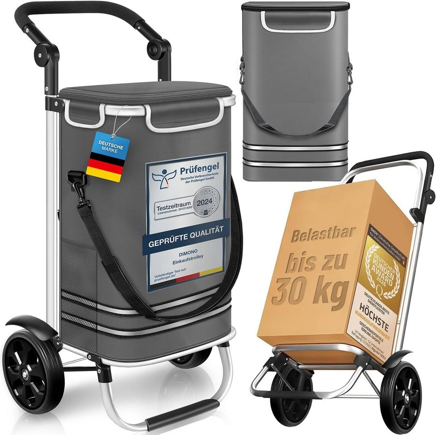 Dimono Einkaufstrolley Dimono 3-in-1 Einkaufstrolley mit Kühltasche – faltbar & praktisch, 56 l, Klappbarer Transportwagen