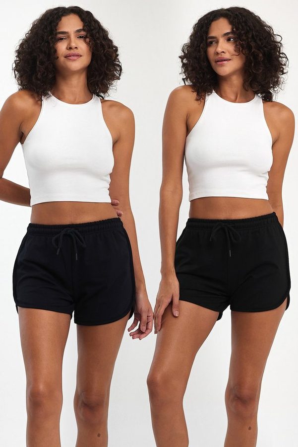 COMEOR Sporthose Kurze Hose Damen Sportshorts Laufshorts Sommer Hosen Trainingshose (2-tlg)