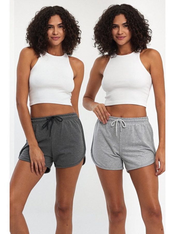 COMEOR Sporthose Kurze Hose Damen Sportshorts Laufshorts Sommer Hosen Trainingshose (2-tlg)