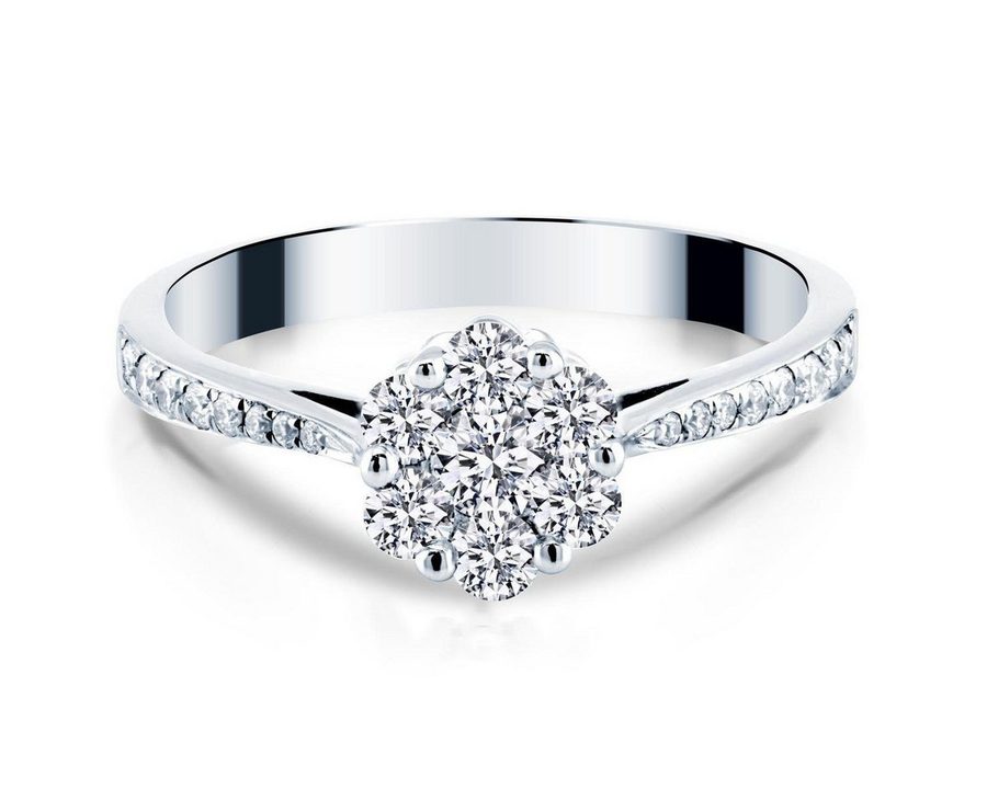 Adam & Eve Verlobungsring mit 23 Brillanten - 585/- Gelbgold oder Weißgold 0,35 ct. & 0,48 ct. (AE21" Diamantring), inklusive Echtheitszertifikat - Gravur möglich