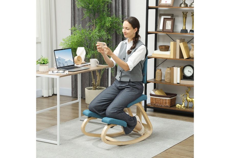HOMCOM Stuhl Kniehocker Gesundheitsstuhl für Zuhause, Lindern & Körperhaltung (1 St), Ergonomisches Design, schaukelnd, Rückenlehne von HOMCOM