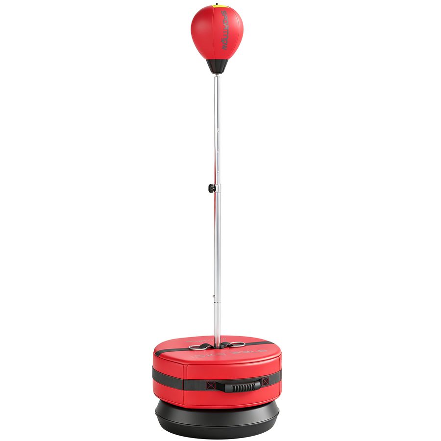 SPORTNOW Boxsack mit Standfuß, 125-145 cm höhenverstellbares Box-Set mit Beschwerungsbeutel, freistehender Speedball mit Handschuhen und Luftpumpe für Zuhause   Aosom