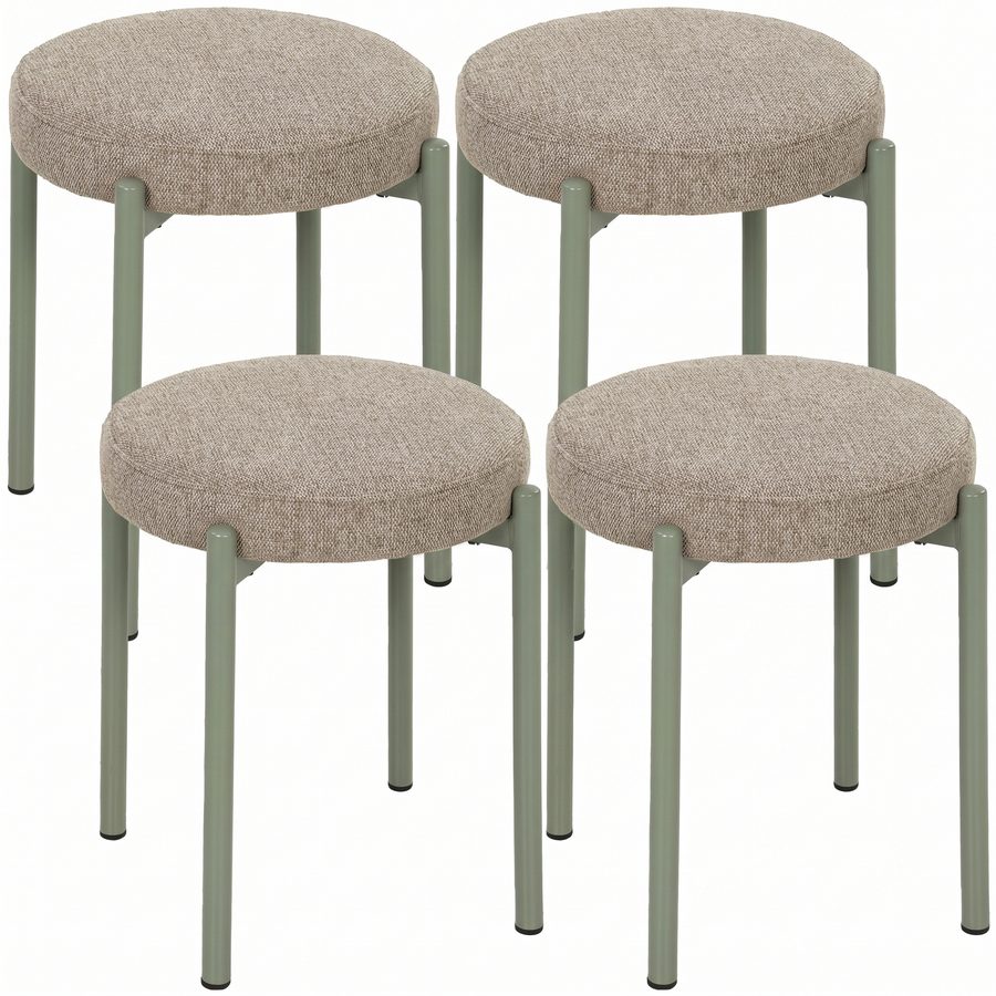HOMCOM 4er-Set stapelbare Hocker mit Schaumstoff-Sitz - runde Hocker ohne Rückenlehne, platzsparend - zusätzlicher Sitz für Küche, Esszimmer, Büro, 45x45x47,5cm, Hellbraun   Aosom von HOMCOM