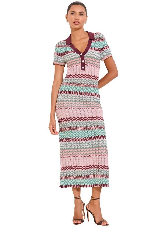LIPSY Maxikleid Lipsy Polo-Maxikleid mit Zickzack-Detail, Regular (1-tlg)