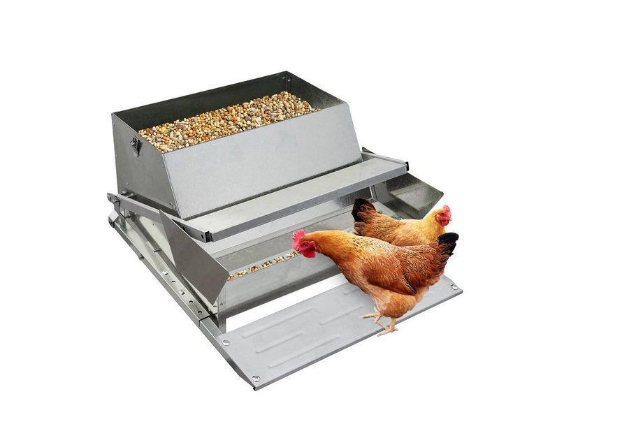 GarveeMore Futterautomat Stahl Automatischer Hühnchenfutter mit Treadle 27 LB Rattenproof