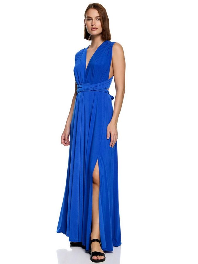 Worldclassca Abendkleid Worldclassca Abendkleid Partykleid Lang mit Schlitz Sommerkleid Maxikleid Cocktailkleid Wickelkleid Elegant Schulterfrei Ärmellos