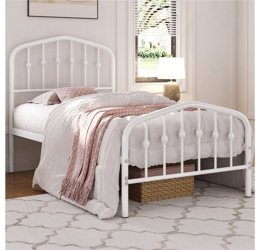Yaheetech Metallbett 90-160cm (B), Bettrahmen Vintage Bettgestell mit kronenförmigem Kopfteil von Yaheetech