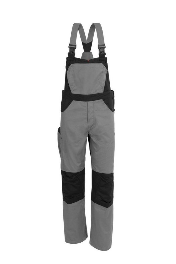 Qualitex Workwear Arbeitslatzhose "X-Serie" X-treme strapazierfähige Arbeitshose - faserverstätkt (1-tlg) Latzhose mit 14 Taschen - Blaumann mit vorgeformter Kniepolstertasche von Qualitex Workwear
