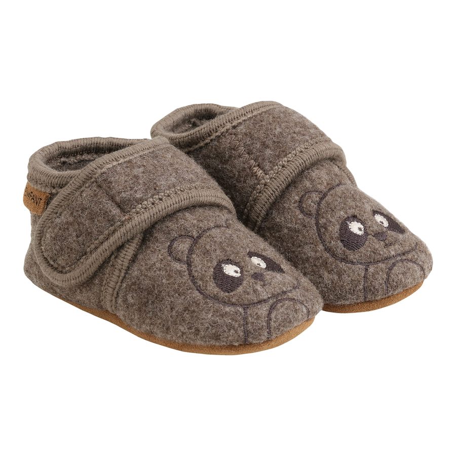 En Fant Woll-Krabbel- und Hausschuhe mit Klettverschluss Bär von EN FANT