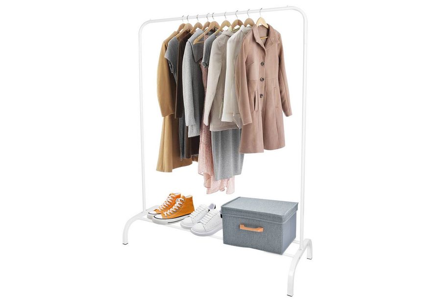 JEOBEST Garderobenständer Kleiderständer mit Schuhregal, Schlafzimmer Kleiderstange