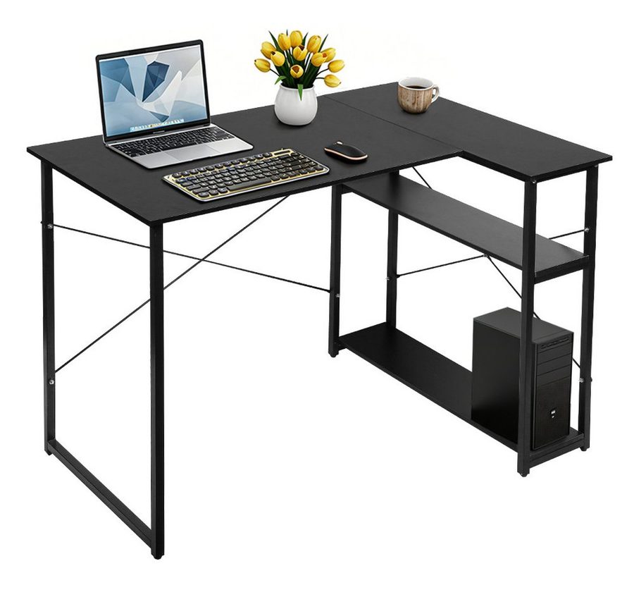 JEOBEST Schreibtisch Eckschreibtisch Computertisch 100 x 70 x 75 cm, (1-St), L-förmiger Schreibtisch, mit 2-Fach Regal & Stauraum