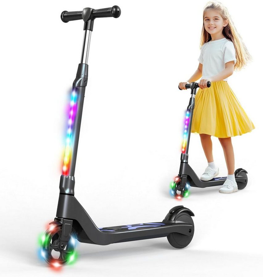 SISIGAD Elektro-Kinderroller E-Scooter Kinder 6-10 Jahre, max. 10 km/h, höhenverstellbarer Lenker, Cityroller für Kinder mit bunten LED-Lichtern, Belastung bis 70kg von SISIGAD