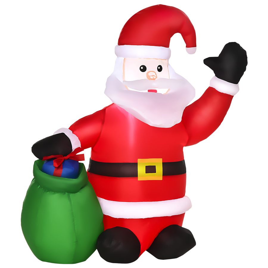 HOMCOM LED Weihnachtsfigur aufblasbar Schneemann Weihnachtsmann 70x45x120cm beleuchtet Garten Deko IP44 warmweiß   Aosom.de