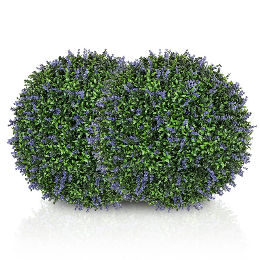 HOMCOM 2er-Set Künstlicher Lavendel, 42 cm Zimmerpflanze, Kunstpflanze in Kugelform, große Dekorative Kunstblumen für Zuhause, Büro, Flur, Garten, Violett+Grün   Aosom