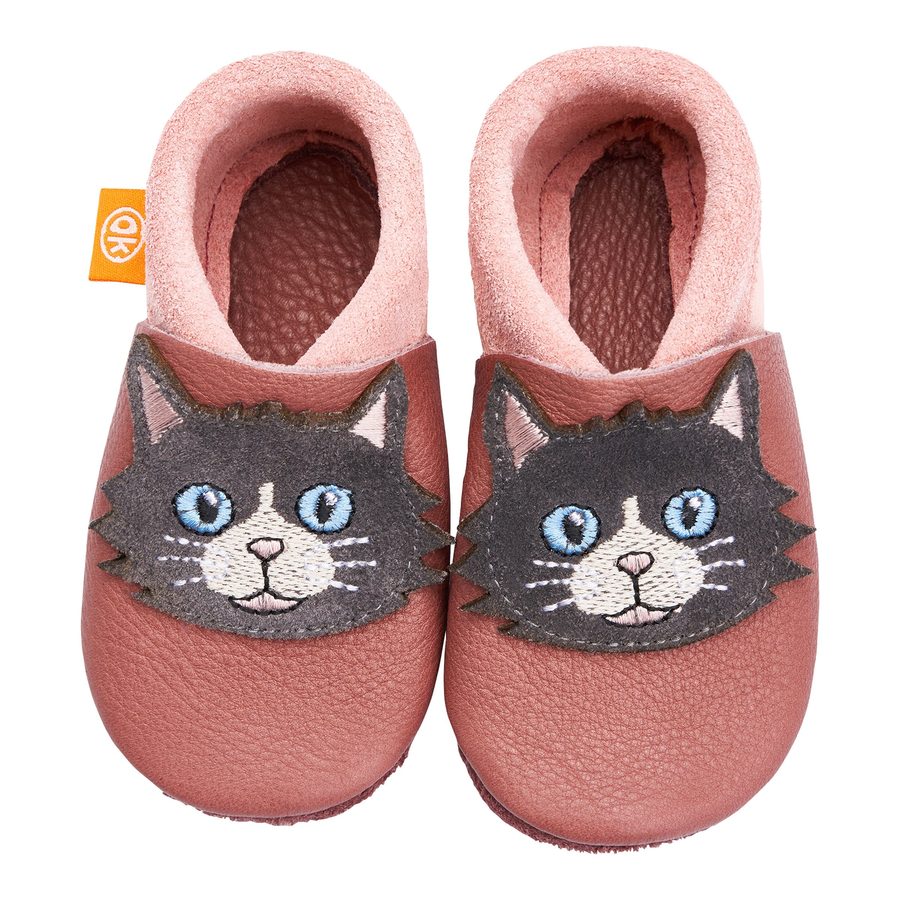 Orangenkinder Krabbel- und Hausschuhe Katze von Orangenkinder