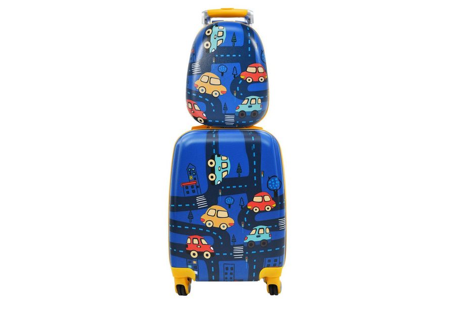 COSTWAY Kinderkoffer Reisegepäck, 2tlg Kinderkoffer + Rucksack
