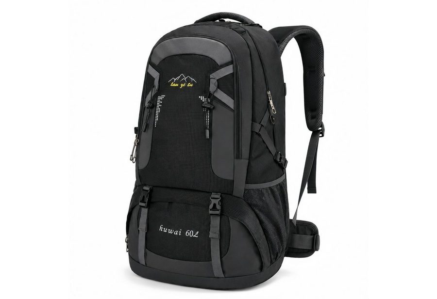 ibettertec Wanderrucksack Wanderrucksack 60L, Fahrradrucksack Radrucksack Fahrradrucksäcke (Sportrucksäcke Wander-Rucksack Motorradrucksack Biker-Rucksack, Wanderrucksack Trekkingrucksack Bergrucksack, wasserdichter), Herren & Damen mit Helmnetztasche,Trinkblasen können platziert werden