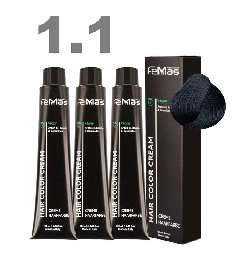 Femmas Premium Haarfarbe FemMas professionelle Haarfarbe mit Arganöl 3 x 100 ml