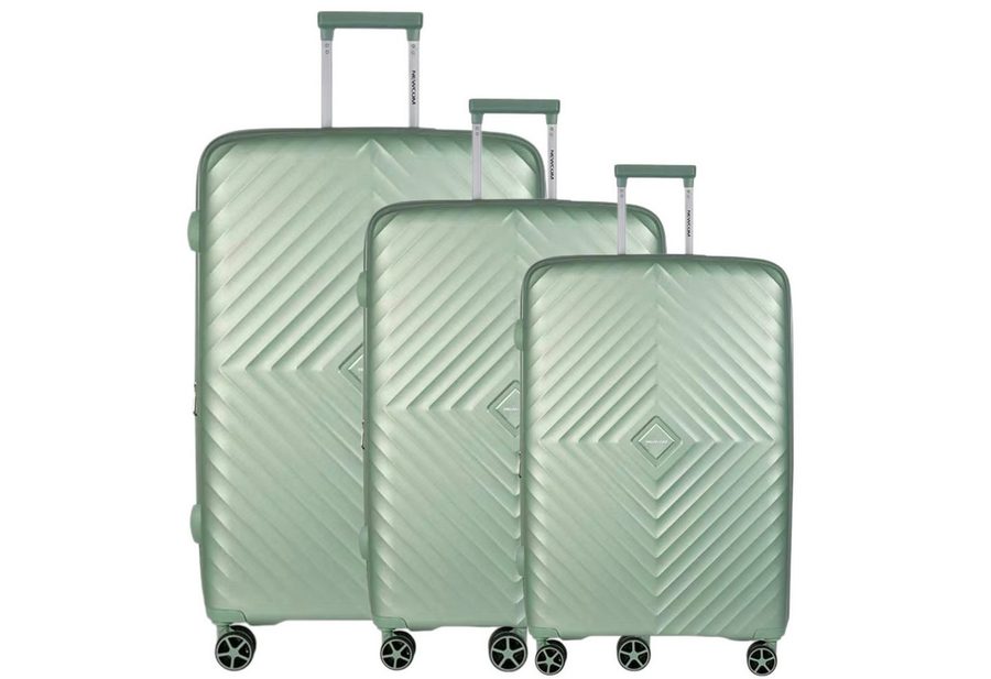 Super Solu Kofferset Hartschalenkoffer Set (M,L,XL) aus PP-Polypropylen, Erweiterbar, TSA, 4 Rollen, (Reisekoffer Set, 3 tlg., Grün), Robustes Öko-PP, Diebstahlschutz, Dehnfalte & Alu-Stange von Super Solu