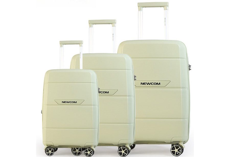 NEWCOM Trolleyset Hartschalenkoffer Set M/L/XL aus PP-Polypropylen, Erweiterbar, TSA, 4 Rollen, (Hellgrün SET, 3 tlg., 55cm/66cm/75cm), leichter & robuster Reisekoffer Set, 54L/87L/129L von Newcom