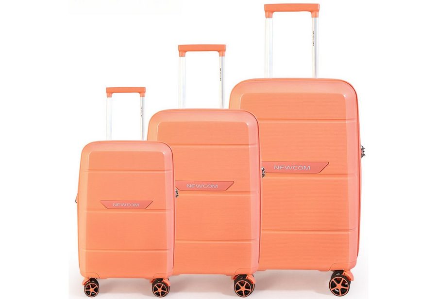 NEWCOM Trolleyset Hartschalenkoffer Set M/L/XL aus PP-Polypropylen, Erweiterbar, TSA, 4 Rollen, (Orange SET, 3 tlg., 55cm/66cm/75cm), leichter & robuster Reisekoffer Set, 54L/87L/129L von Newcom
