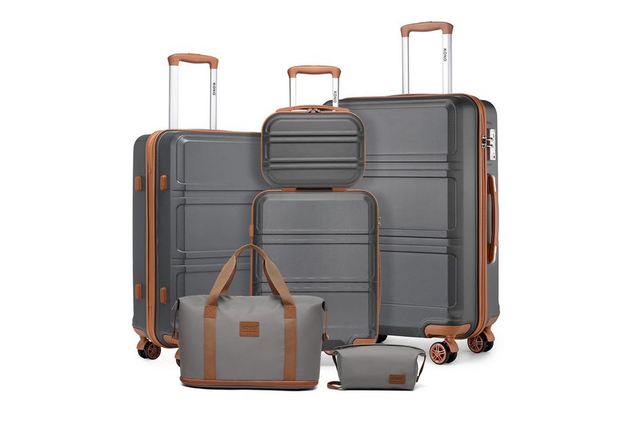 KONO Trolleyset Kombi-Set: Hartschalen-Koffer + Handgepäcktasche, (6 tlg) von KONO