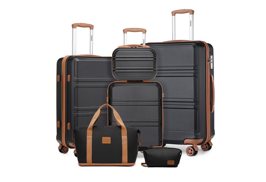 KONO Trolleyset Kombi-Set: Hartschalen-Koffer + Handgepäcktasche, (6 tlg) von KONO