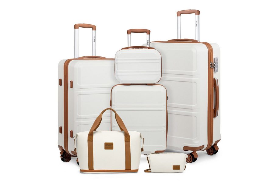 KONO Trolleyset Kombi-Set: Hartschalen-Koffer + Handgepäcktasche, (6 tlg) von KONO