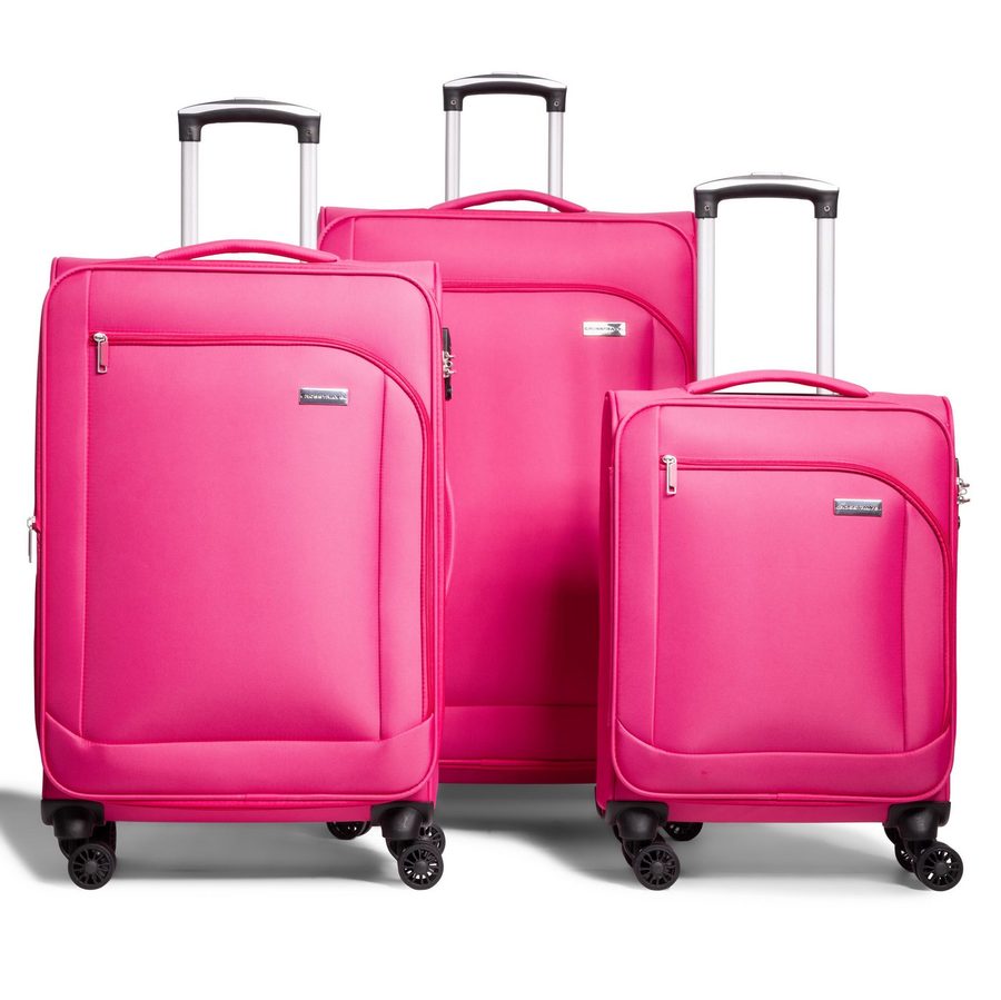 Crosstravel Trolleyset Monterey, 4 Rollen, (3 tlg., Weichgepäck Trolley Set), Volumenerweiterung bei Größe M+L von Crosstravel