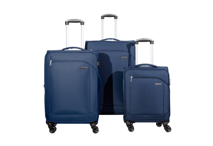 Crosstravel Trolleyset Monterey, 4 Rollen, (3 tlg., Weichgepäck Trolley Set), Volumenerweiterung bei Größe M+L von Crosstravel