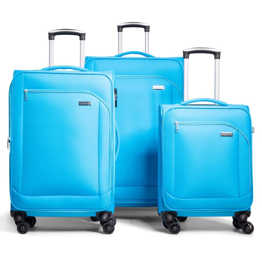 Crosstravel Trolleyset Monterey, 4 Rollen, (3 tlg., Weichgepäck Trolley Set), Volumenerweiterung bei Größe M+L von Crosstravel